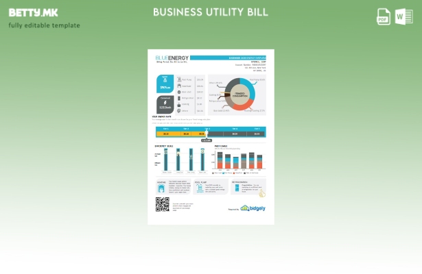 Модерен стил шаблон за деловни сметки за комунални услуги Blue Energy